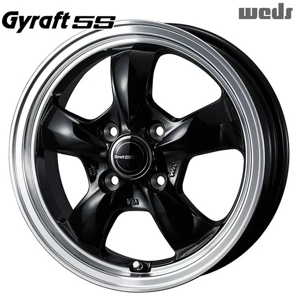 N-BOX等 Weds Gyraft ウェッズ グラフト 5S 14インチ 4.5J 4H100 +45 ブラック/リムポリッシュ アルミホイール単品 4本セット 送料無料