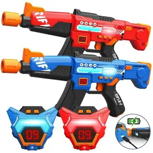 レーザータグ レーザー銃 おもちゃ フェイク Rechargeable Laser Tag Guns Toys Set of 2 with Upgraded LED Digital Multi-Functional Vests Birthday Gifts for Kids Boys Girls 8 9 10 11 12+ Years Old Teens Adults Christmas Indoor&Outdoor A 【