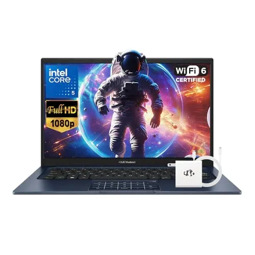 ASUS Vivobook 14インチ FHD ビジネスノートパソコン、Intel 10-Core 5 120U (Beats i7-1335U)、16GB RAM 1TB SSD、大学生用スクールノートパソコン Copilot AI NumberPad