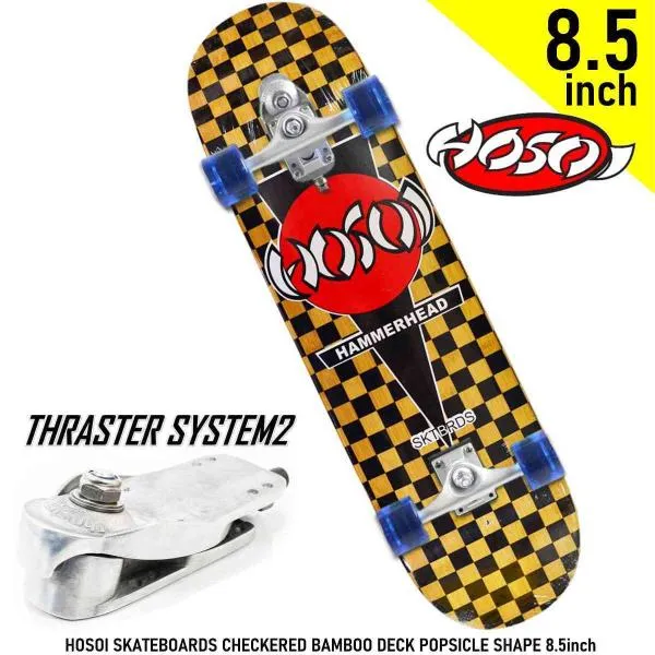 特選サーフスケート スケボー スケートボード スラスター TH2 コンプリート HOSOI SKATEBOARDS CHECKERED BAMBOO DECK POPSICLE SHAPE 8.5inch