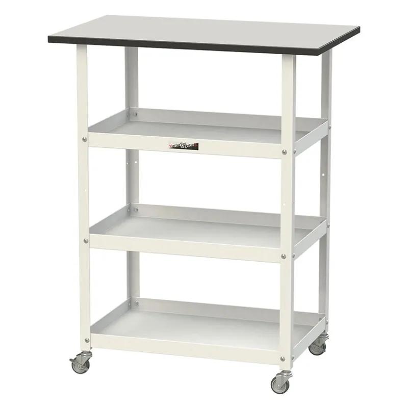 山金工業 天板付きワゴン 150ワゴン キャスター付き 棚板3段 RoHS2対応塩ビシート天板 ワークテーブル 150シリーズ 幅750×奥行450×高さ950mm HTRCH-7545T3GYW
