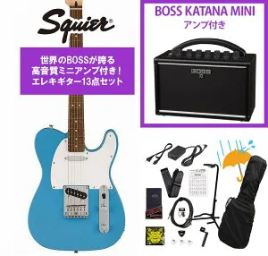 Squier by Fender / Sonic Telecaster Laurel FB WH PG California Blue BOSS KATANA MINI アンプ付き13点セット！【YRK】