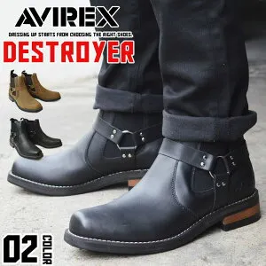【4/25限定■10％OFFクーポン配布】【送料無料】AVIREX アビレックス DESTROYER デストロイヤー アヴィレックス 本革 ブーツ メンズ 正規品 エンジニア ブーツ レザー 革 靴 サイドゴアブーツ リン