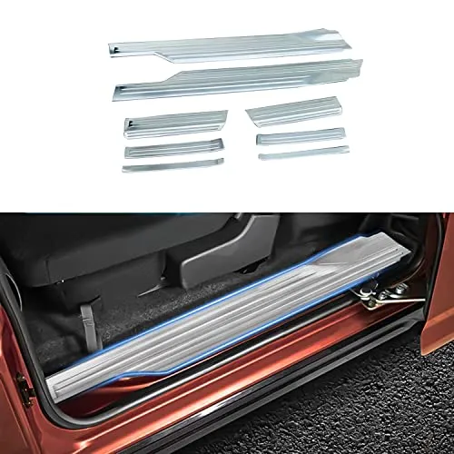 HyoLebi ダイハツ 新型 アトレー S700V S710V ハイゼットカーゴ専用ドアスカッフプレートサイドステップガード傷防止汚れ防止アクセサリー8PCSシルバー