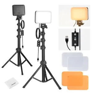 NEEWER BASICS BP66 LEDビデオライト 2個 撮影用ライト 2色 調光可能 3200K-5600K 超輝度 CRI95+ 750lux 高演色性 パネルライト 三脚スタンド&フィルター付き ポータブル コンパクト 女優ライト スタジ