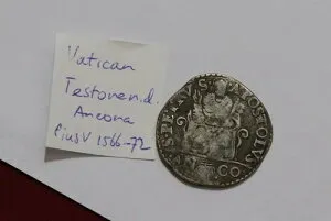 ?? ???? イタリア *** 教皇国アンコーナ *** テストーン 1566-1572 *** 希少 ** B49 #Z