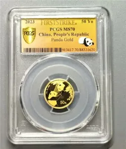PCGS MS70 2023 50 Yn 中国、人民共和国パンダ ゴールド 3g FIRSTSTRIKE 福气??