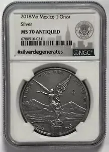 2018 Mo NGC MS 70 メキシコ アンティーク 1 オンス シルバー リベルタ オンザ #7274