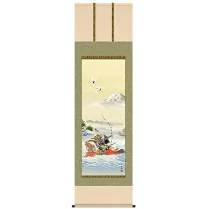 こどもの日 端午の節句 掛け軸 「波上武者」 作：石田芳園 (洛彩緞子本表装筋廻仕様・尺五サイズ・54.5×190cm) KZ2F2-077 (インテリア掛け軸)