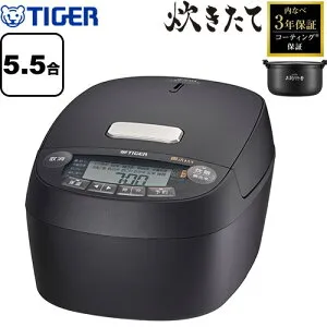 [JPV-X100-KO] 圧力IHジャー炊飯器 炊きたて タイガー 炊飯器 圧力IH 5.5合炊き 定格消費電力：1100W なべ厚約2mm 1m オフブラック 【送料無料】