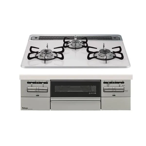 パロマ PD-743WS-60CV-LP ティアラシルバー BRilliO ブリリオ ビルトインガスコンロ (LPガス・60cm・3口・水無し両面焼き)