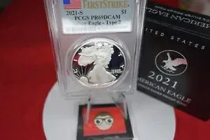 2021 S $1 アメリカン プルーフ シルバー イーグル 1オンス ファイン コイン PCGS PF69 ウルトラ カメオ タイプ 2