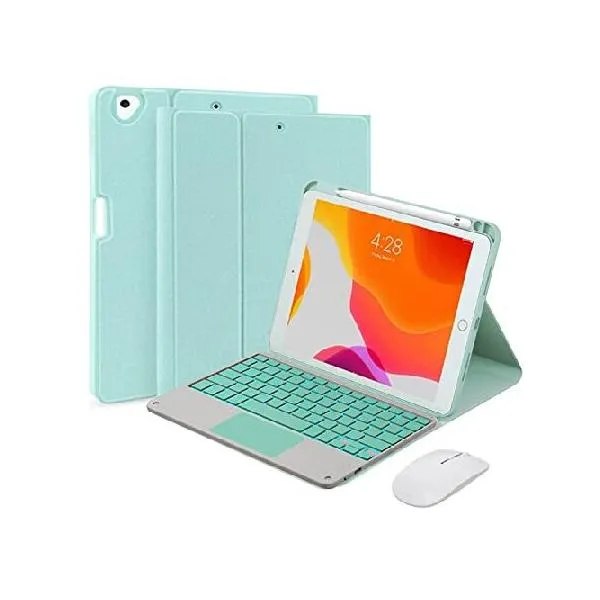QYiiD iPad mini Touchpad Keyboard Case Compatible with iPad mini 5/4, Magnetically Detachable Backlit Keyboard Mouse, Smart Folio with Pencil_並行輸入
