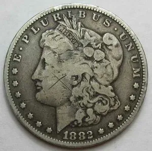 1882-O 銀モルガンドル -VF- (#47c)