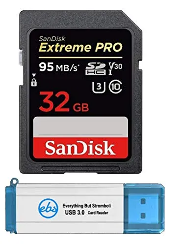 SanDisk 32GB Extreme Pro SDHC クラス10 UHS-I 高速メモリーカード Sony a1 & Sony Alphaシリーズカメラ用 (SDSDXXG-032G-GN4IN) Stromboli Micro & SD 3.0カー