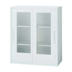 【P5倍4/25 13-15時&最大1万円クーポン4/24-27】 【法人限定】 引違い書庫 窓付き ユニットシステム キャビネット ホワイト 事務 オフィス家具 会社 本棚 鍵付き 連結 収納棚 スチール棚 TF-CG-11-9045