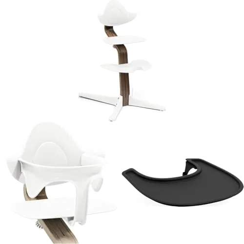 Stokke ストッケ 【セット商品】ノミ チェア ウォールナット ホワイト 本体+ ベビーセット + ブラックトレイ