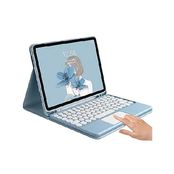 Touch Keyboard Mouse for Samsung Galaxy Tab S8 Plus 2022 / S7 FE 2021 / S7 Plus 2020 12.4 Inch Keyboard Case with Touchpad Cute Round Key Det_並行輸入