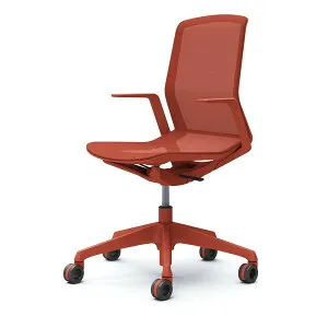 『受注生産品』オカムラ オフィスチェア シナーラ デザインアーム オレンジレッド ホローウレタンキャスター CD77WK F2X6[ CYNARA テレワーク 在宅勤務 ]