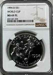 1994 D ワールドカップ シルバー $1 NGC MS69 PL