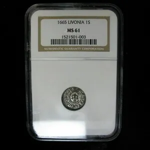 1640年 スウェーデン リヴォニア ソリダス NGC MS61 リガ クリスティーナ女王