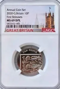 2020 10 ペンス テン ペンス NGC MS69 DPL 英国コイン英国シールド