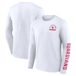 【送料無料】 ファナティクス メンズ Tシャツ トップス Men's Fanatics White Cleveland Guardians Press Box Long Sleeve T-Shirt Grd White