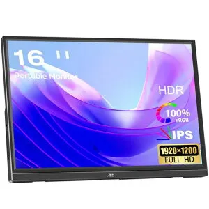 モバイルモニター16インチKenowa1920x1200IPSパネル178°全視野FHDHDRゲームモニター薄型軽量USBType-CHDMIPS5/XBOX/Switch/PC/Macスマホなど対応スピーカー内蔵