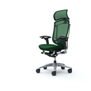 オカムラ OKAMURA コンテッサセコンダ 可動肘 座クッション 大型ヘッド5本脚 ポリッシュ ブラック ランバー付ハンガー無 張地色ダークグリーン 【品番：CC87BS-FPD5】