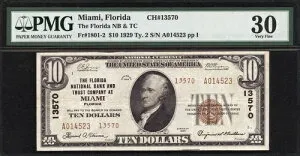 $10 1929 タイプ2 フロリダ・ナショナル・バンク＆トラスト・カンパニー マイアミ、FL CH 13570 PMG 30
