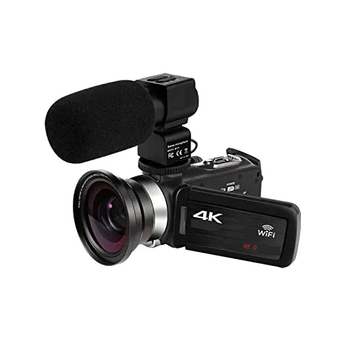 デジタルカメラ フル 4K デジタル カメラ ビデオカメラ デジタル ビデオ カメラ ライブ ストリーミング 18 倍速写真 Vlogging レコーダー Ultra HD ウェブカメラ 携帯便利(Size:64G SD Card,Color:With L
