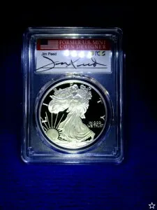 1997 P Am シルバーイーグル (POP 3) PCGS PF70 DCam ジム・ピード レア フラッグラベル サイン入り