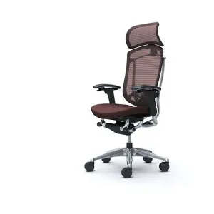 ■OKAMURA コンテッサセコンダ 可動肘 座クッション 大型ヘッド5本脚 ポリッシュ ブラック ランバー付ハンガー無 張地色ダークブラウン〔品番:CC87BSFPC8〕【4253419:0】[送料別途見積り][法人・事