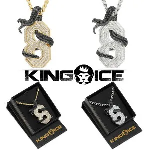 KING ICE キングアイス ネックレス BLACK MAMBA NUMBER 8 NECKLACE チェーン14kゴールド ホワイトゴールド 金 人気[アクセサリー]