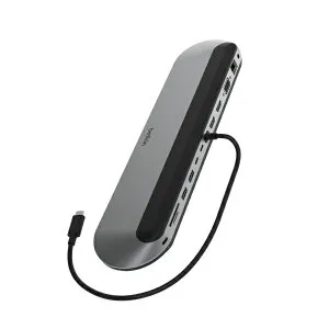 BELKIN｜ベルキン ［USB-C オス→メス カードスロットx2 / HDMIx2 / VGA / LAN / φ3.5mm / USB-Ax2 / USB-Cx2] USB PD対応 100W ドッキングステーション / ノートパソコンスタンド INC014btSGY [USB Power Delivery対応]