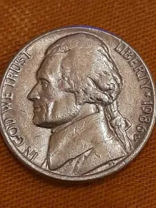 ????レア 1986 P ジェファーソン ニッケル ミスプレイス ミント マーク ??