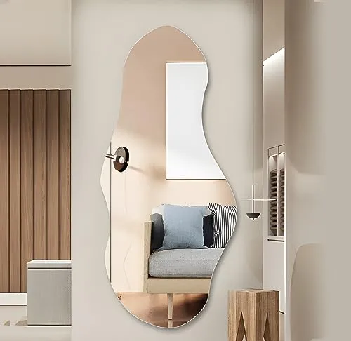 【WNJAPAN】ウォールミラー 北欧 姿見 壁掛けミラー 全身鏡 壁掛け シンプル 韓国 ウェーブミラー インテリア 全身 韓流 高精細 大型 玄関 おしゃれ ホテルライク 60×160cm SM-12