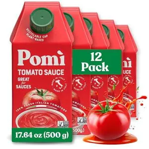 Pomi Tomato Sauce 17.64oz (Pack of 12) - Creamy, Velvety Italian Sauce with a Touch of Salt, No Additives or Preservatives - Made from 100% Fresh Italian Tomatoes, BPA-Free Carton Pomi Pom Tomato Sauce 17.64oz (