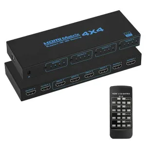 HDMIマトリックス4入力4出力4K@30HzHDMIマトリックススイッチャーセレクター4x4IRリモコン付き4画面分配1080P@60Hz、3D、RGB4:4:4、YUV4:4:4