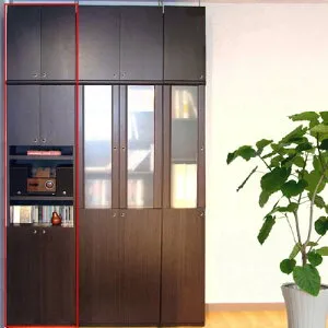 突張式A3ファイル本棚高さ250～259cm幅45～59cm奥行40cm厚棚板（棚板厚2.5cm） 本体棚扉サイズ:上扉52.5cm+下扉72.5cm(高さ=ラック高さ178cm+突張棚高さ65cm+伸縮突張金具)飾り棚付両開き扉突張式A3ファ