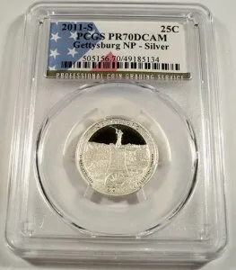 2011-S 25セント シルバー PCGS PR70DCAM ゲティスバーグ国立公園 クォータープルーフ ディープカメオ