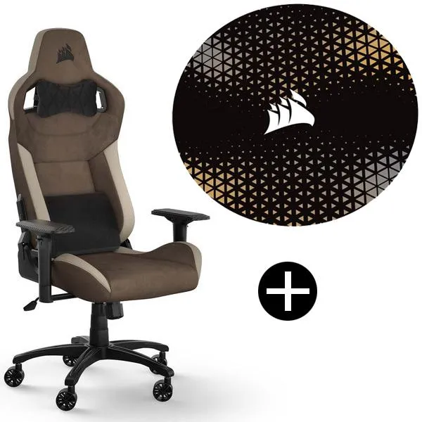 Corsair T3 RUSH Brown V2 (CF-9010061-WW) ブラウン ゲーミングチェア + Corsairチェアマット セット