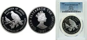 ジャージー 1987 2ポンド シルバー 925 PCGS PR70 トップポップ