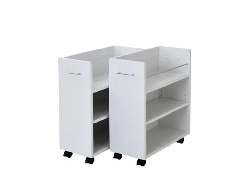 JKプラン クローゼット ラック 収納 2個セット A4ファイル 幅26.5 奥行58 .5 キャスター付き ワイド ワゴン 大容量 日用品 生活用品 隙間 収納 棚 本棚 コミック スライド RESGT0136WH