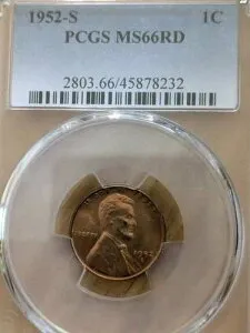 1952-S RED PCGS MS-66 レッド リンカーン BU コイン 未流通セント