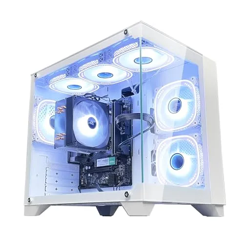 NEWLEAGUE ゲーミングデスクトップパソコン 特選モデル Ryzen 5 5600G / 16GB / NVMe SSD 1TB / 550W電源ユニット / Windows 11 Pro/WPS Office ミニタワーモデル (G6 ホワイト,