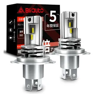 BLIAUTO 車用 H4 LED ヘッドライト 車検対応 爆光 Hi/Lo切替 LEDバルブ 6500K 15W IP68超強防水性能 車/バイク用 DC12V 2重放熱 ファンレス 長寿命 ノイズ対策 ホワイト 販売者5年保証 - M4H4(2個入り)