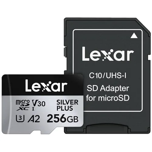 Lexar 256GB Professional Silver Plus Micro SDカード UHS-I C10 U3 V30 フルHD & 4K 最大205/150MB/s microSDXCメモリーカード ビデオグラファー/ゲーマー向け (LMSS