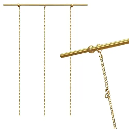 真鍮製 ピクチャーレール ヴィンテージ フランス風 チェーン・フック付き 壁掛けレール 油絵 鏡 インテリア装飾 アート展示システム、絵画、ポスター、写真、ミラー用耐荷重壁取り付け、レトロ調ホーム＆オフィス装飾(1.70m (66.9in))