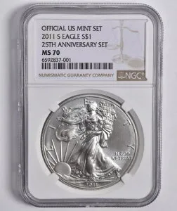 MS70 2011-S シルバーイーグル 25周年記念 NGC 米国造幣局セット ブラウンラベル